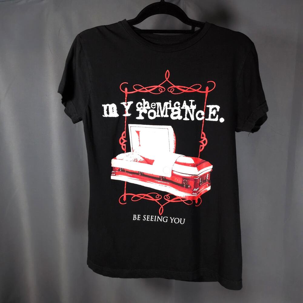 My Chemical Romance MCR Band Tee Black Red Be Seeing You Coffin T-Shirt Emo Med